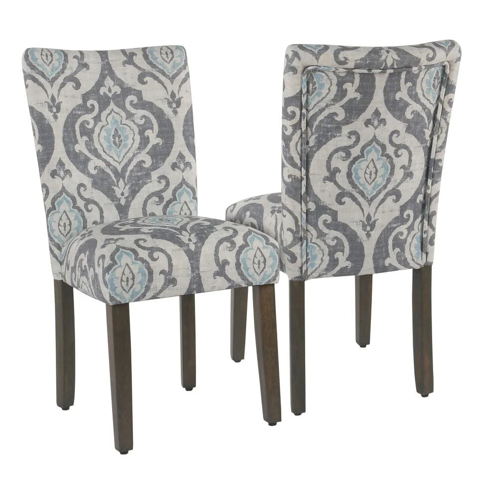 ZenVora Set of 2 Upholstered Medallion Dining Chairs, Comfortable Parsons Style Chairs for Kitchen and Dining Room