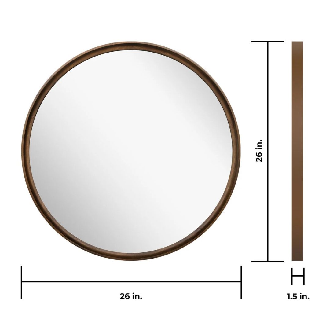 ZenVora Classic Farmhouse Round Wall Mirror, Wooden Frame Decorative Accent Mirror for Living Room, Bedroom and Entryway