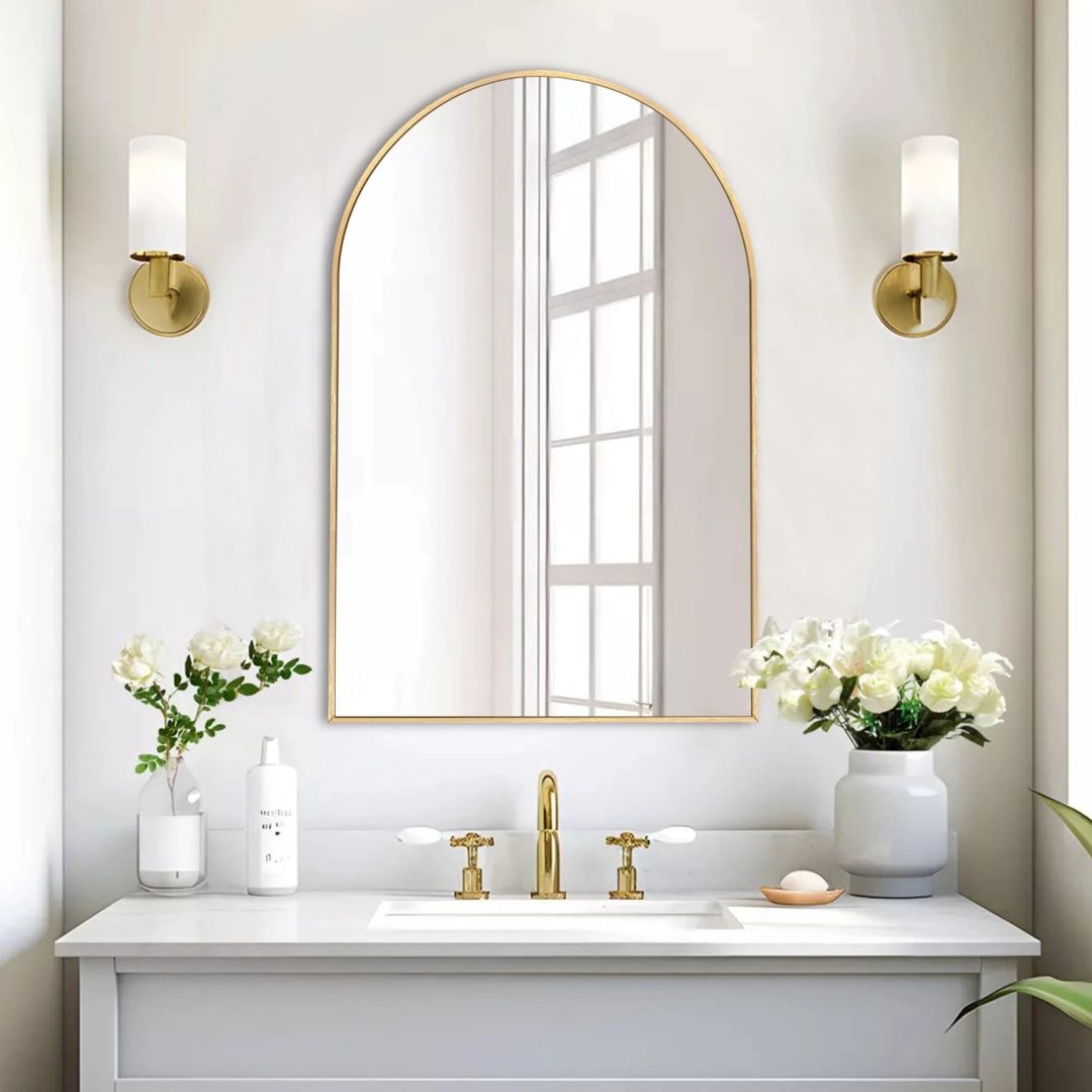 ZenVora Modern Arch Aluminum Bathroom Wall Mirror, Wall Mounted Vanity Mirror for Bathroom, Bedroom and Home Decor