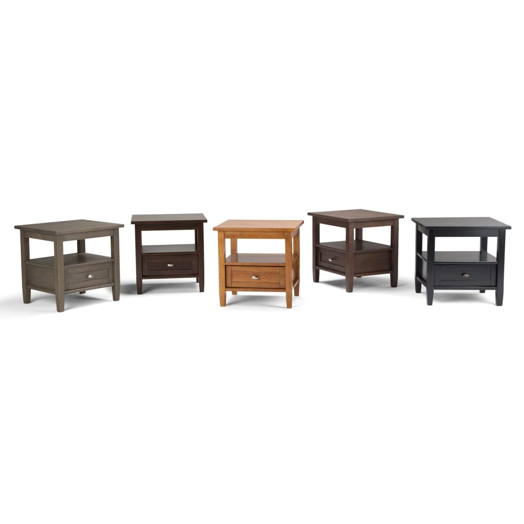 ZenVora 20 Inch Wide Solid Wood Rectangle End Table, Transitional Side Table
