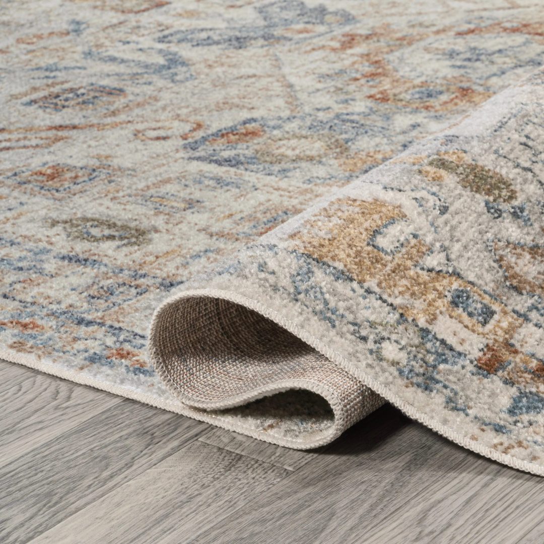 ZenVora Bohemian Medallion Low-Pile Machine-Washable Area Rug, Cream and Terra