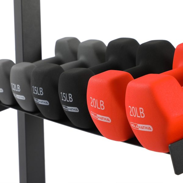 ZenVora 150 lb Neoprene Dumbbell Set with Rack - 7 Pair Color Coded Hand Weights for Home Gym Strength Training