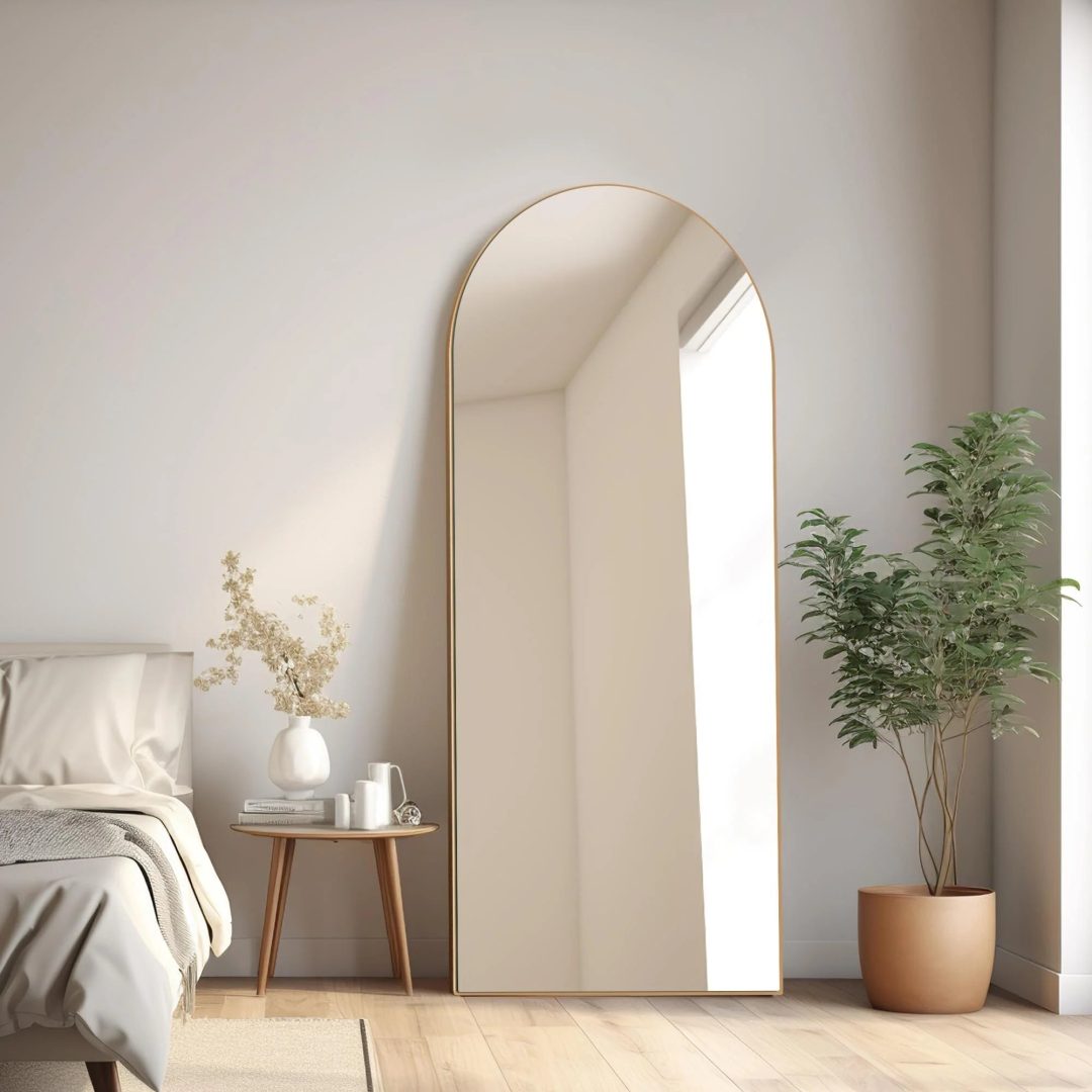 ZenVora Arched Full Length Floor Mirror, Large Full Body Standing and Wall Mounted Mirror for Bedroom, Living Room and Home Decor