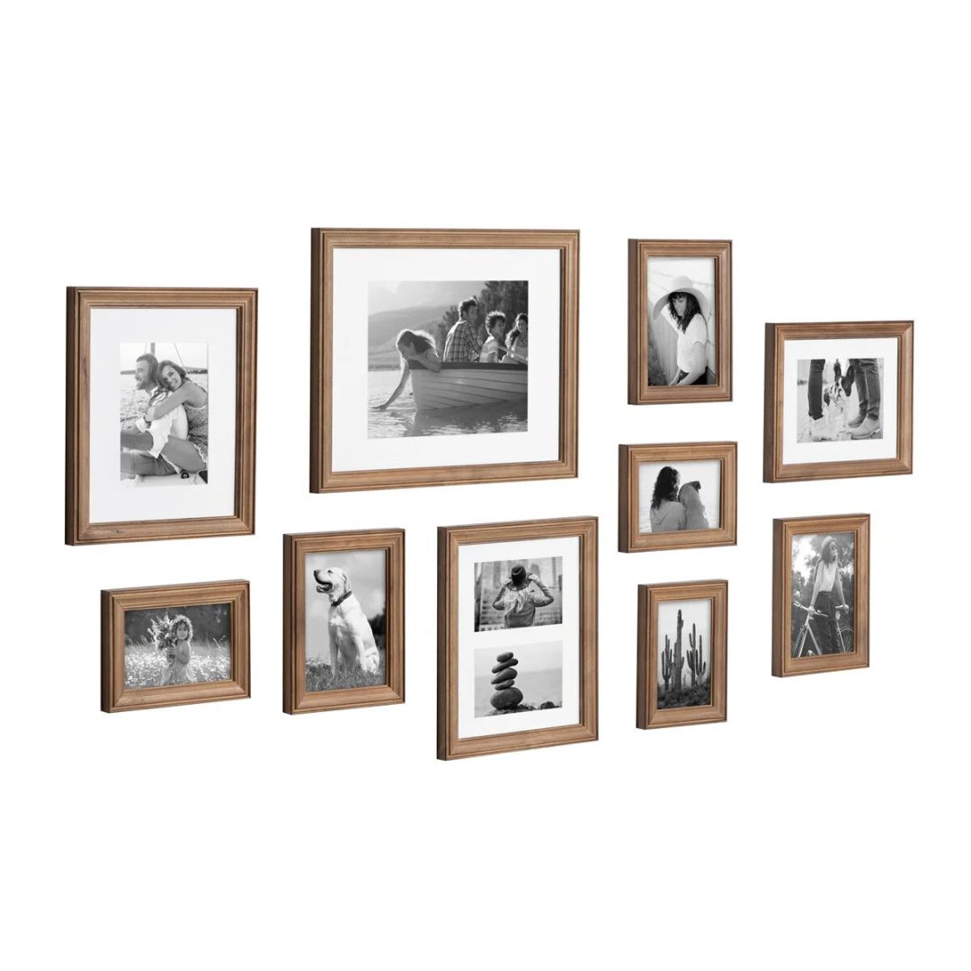 ZenVora 10-Piece Wood Gallery Wall Picture Frame Set, Decorative Photo Display Frames for Living Room, Bedroom and Home Decor