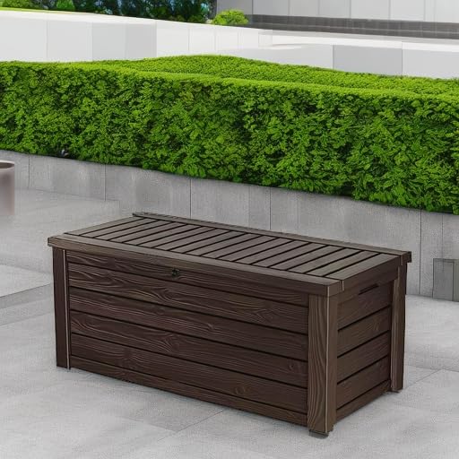 ZenVora 150 Gallon Outdoor Deck Box with Bench Seat, Large Storage Container for Patio, Garden, Yard and Pool Area