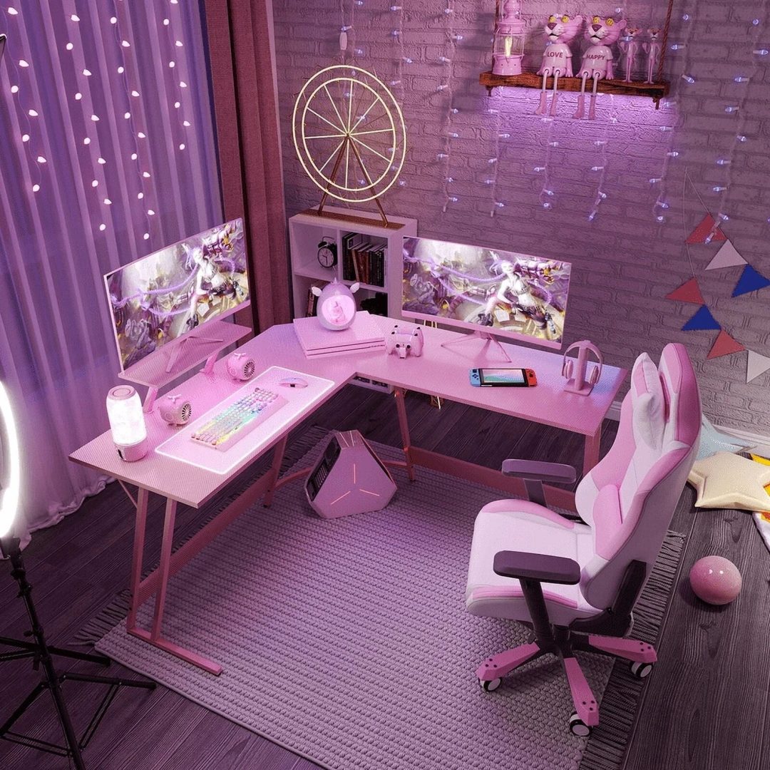 ZenVora L-Shaped Gaming Desk, Computer Corner Desk and Office Writing Desk for Home