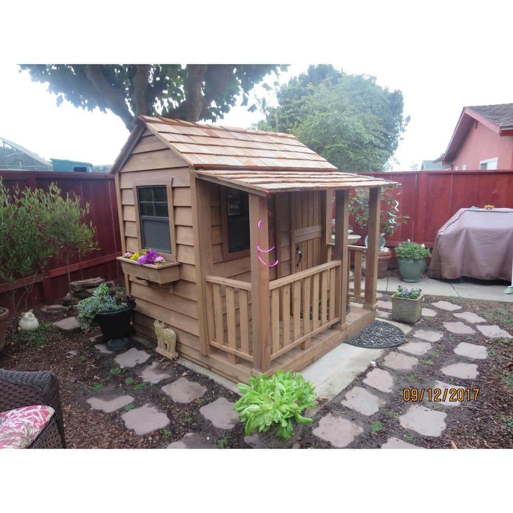 ZenVora Little Squirt 6x6 ft Wooden Playhouse for Kids, Western Red Cedar Outdoor Playhouse with Screened Windows, Dutch Door & Floor Included