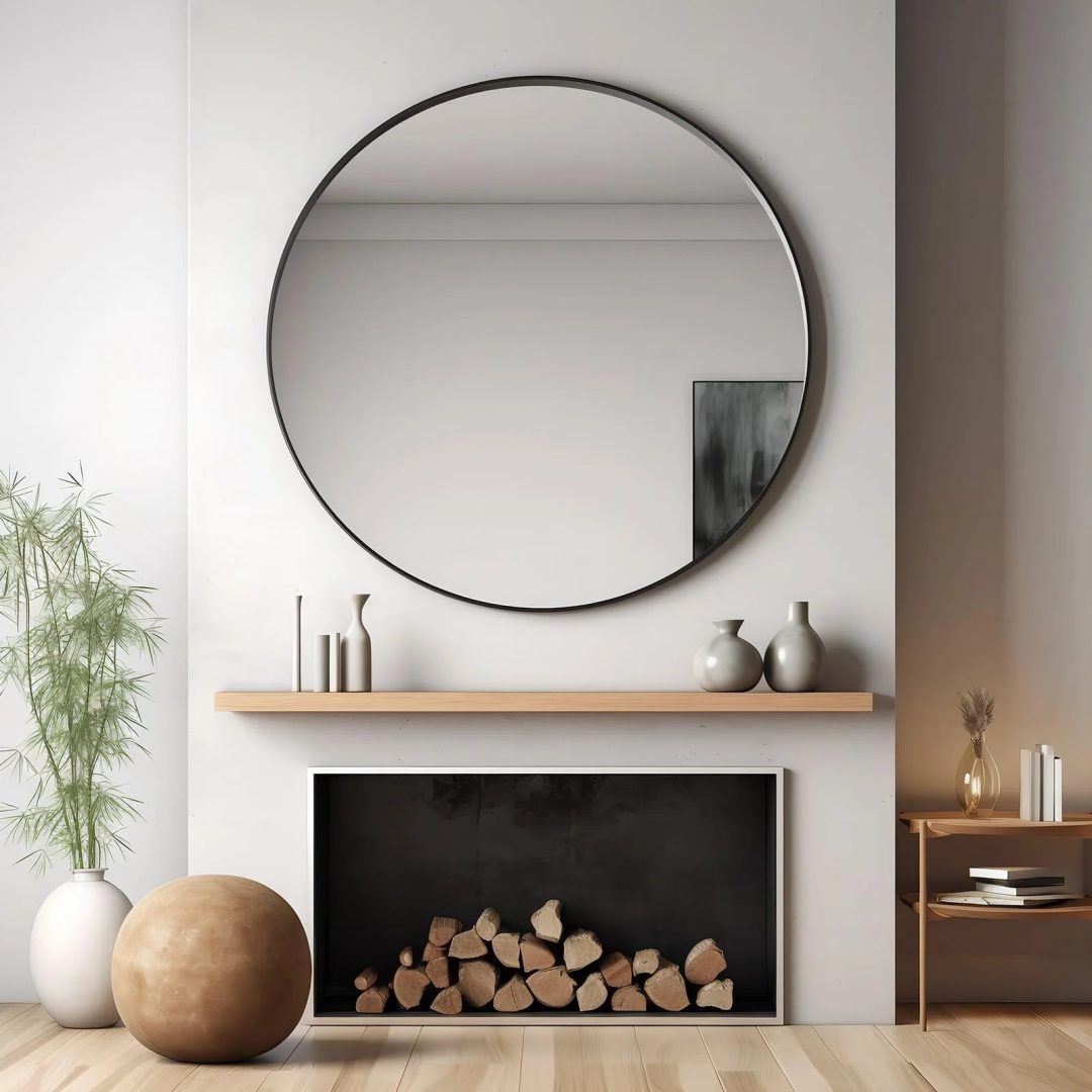ZenVora Round Metal Black Frame Bathroom Vanity Mirror, Wall Mounted Decorative Mirror