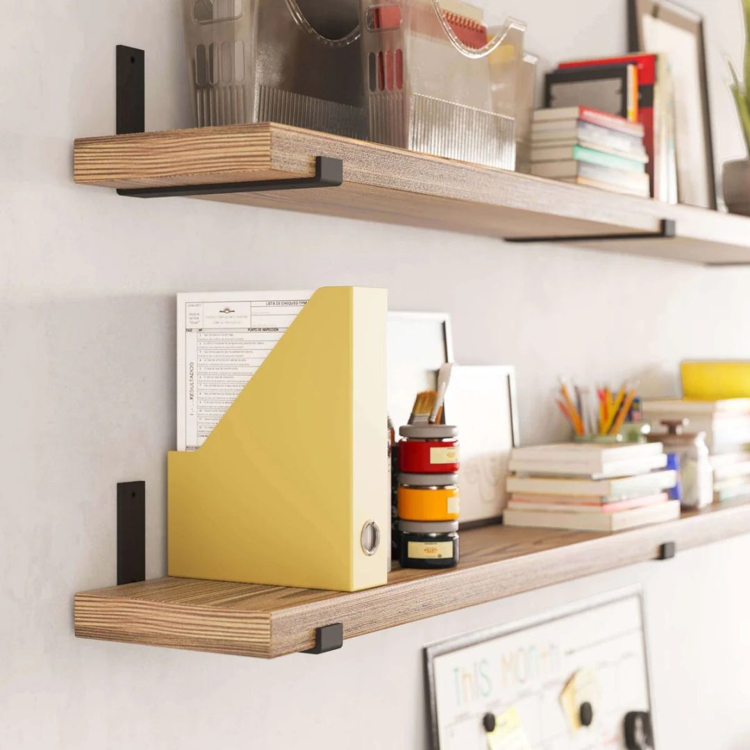 ZenVora 72 Inch Floating Wood Wall Shelves, Set of 2 Burnt Wood Display and Storage Shelves for Home Decor