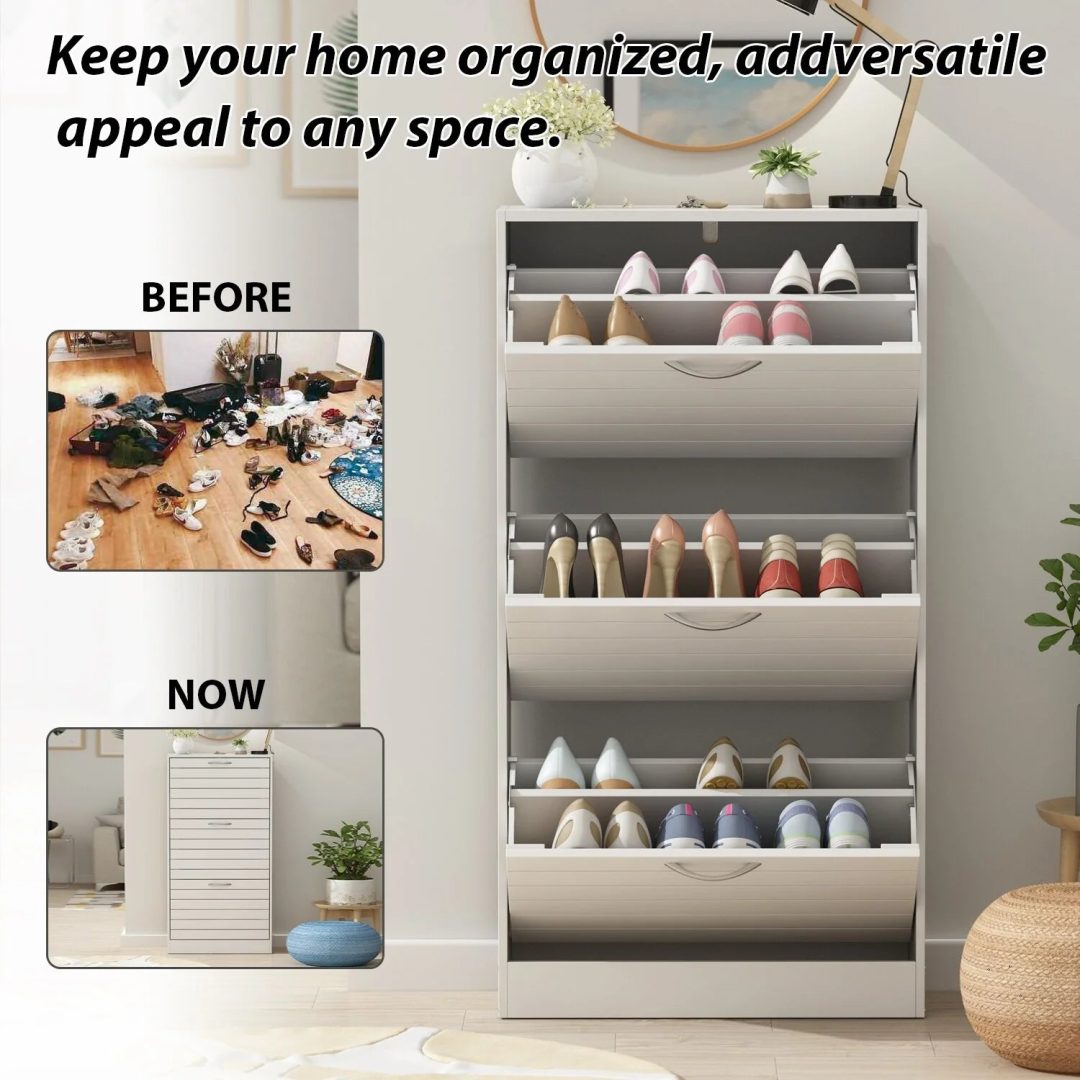 ZenVora Modern Shoe Storage Cabinet for Entryway and Hallway, Space-Saving Shoe Organizer
