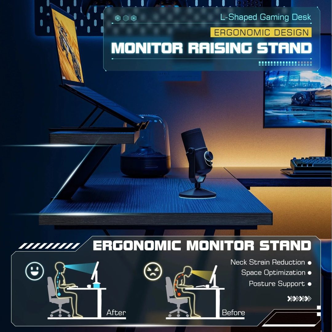 ZenVora L-Shaped Gaming Desk, Computer Corner Desk and Office Writing Desk for Home