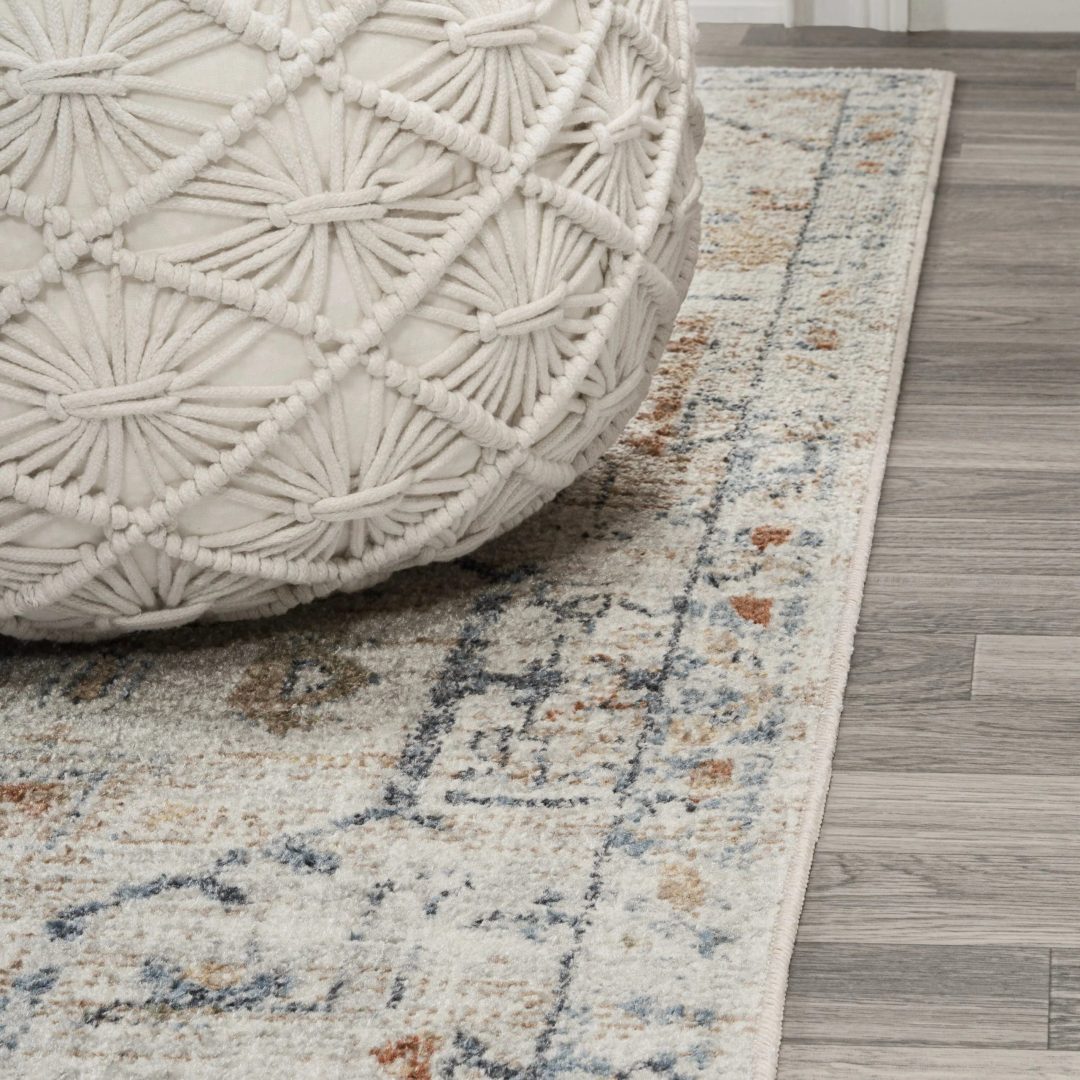ZenVora Bohemian Medallion Low-Pile Machine-Washable Area Rug, Cream and Terra