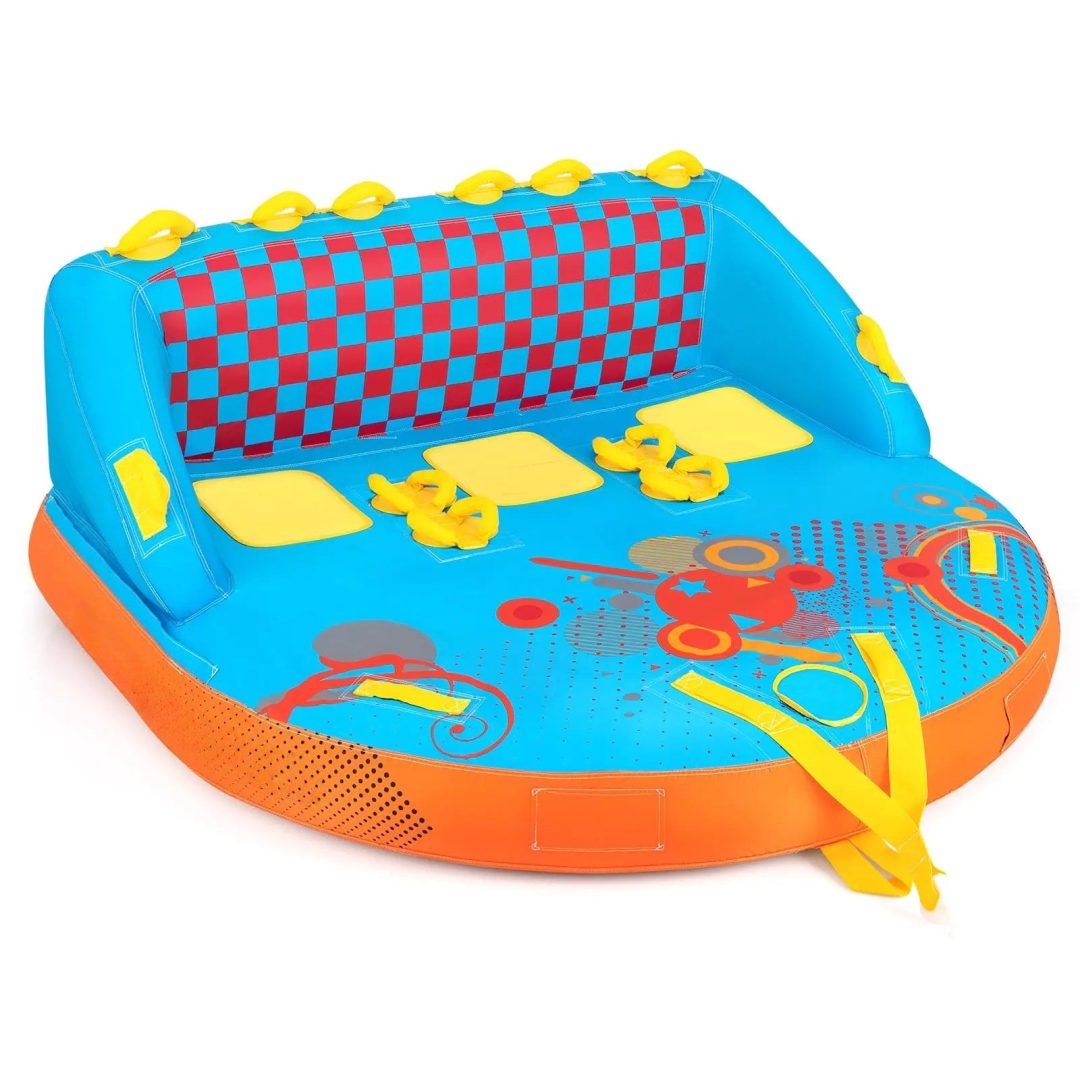 ZenVora 3 Person Towable Tube for Boating - Inflatable Water Sports Tube with Backrest, EVA Handles and 661 lb Capacity
