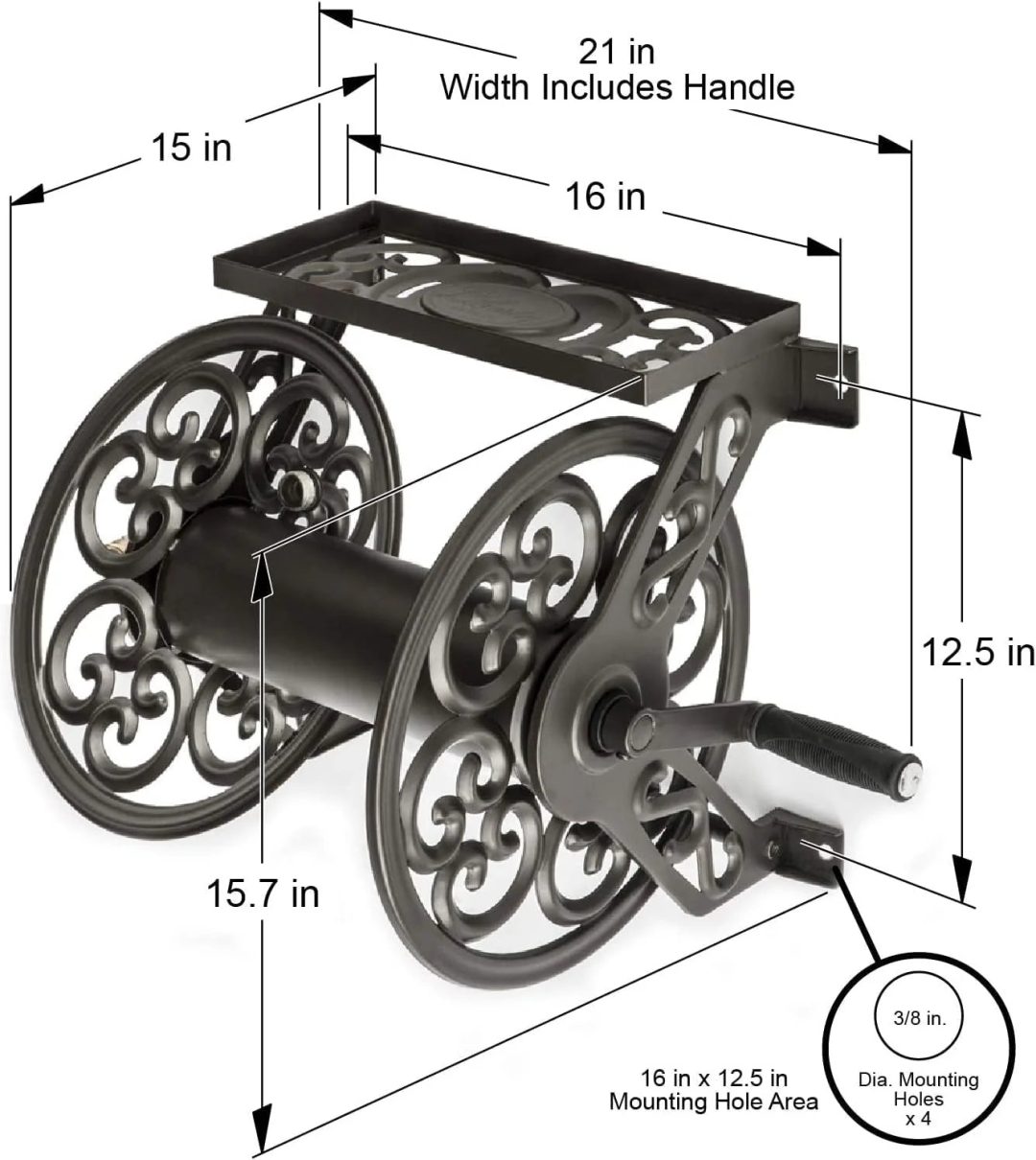ZenVora Steel Decorative Wall Mount Garden Hose Reel, Outdoor Garden Hose Storage Holder for Patio and Yard