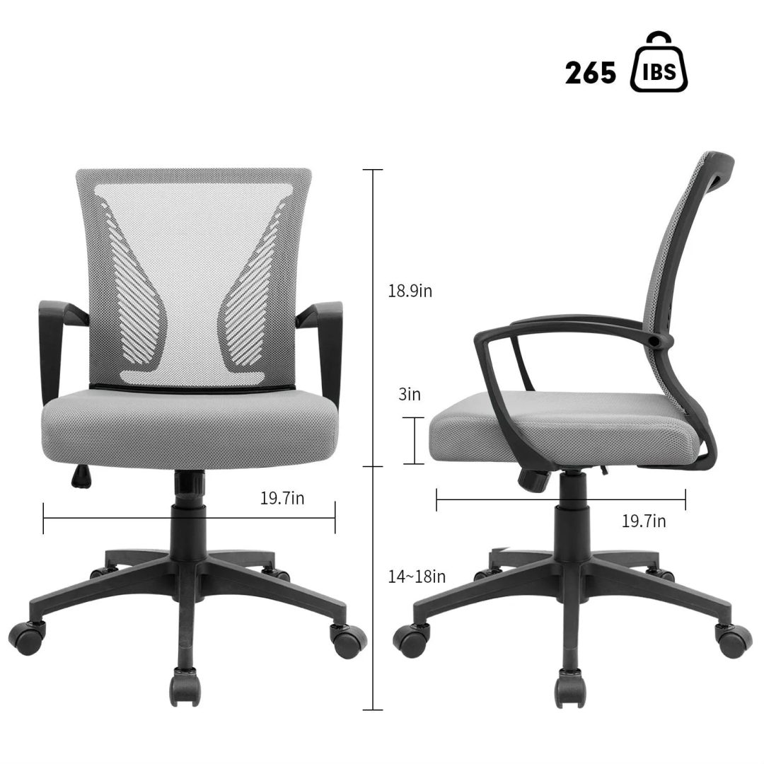 ZenVora Ergonomic Mesh Office Chair with Lumbar Support, Breathable Computer Desk Chair