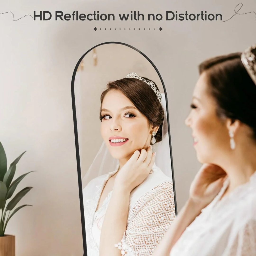 ZenVora Full Length Mirror with Stand, Aluminum Alloy Frame Full Body Floor Mirror for Bedroom and Cloakroom