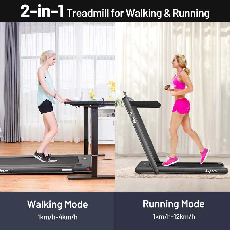 ZenVora 2-in-1 Folding Electric Treadmill, 2.25 HP, Under-Desk, with Dual Display and Smart App Control