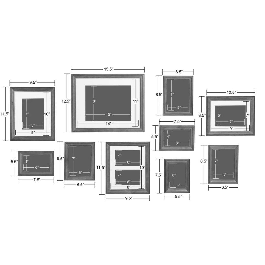 ZenVora 10-Piece Wood Gallery Wall Picture Frame Set, Decorative Photo Display Frames for Living Room, Bedroom and Home Decor