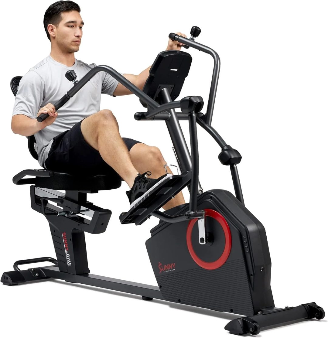 ZenVora Electromagnetic Recumbent Cross Trainer Elliptical Bike with Arm Exercisers, Easy-Access Seat and Bluetooth Connectivity