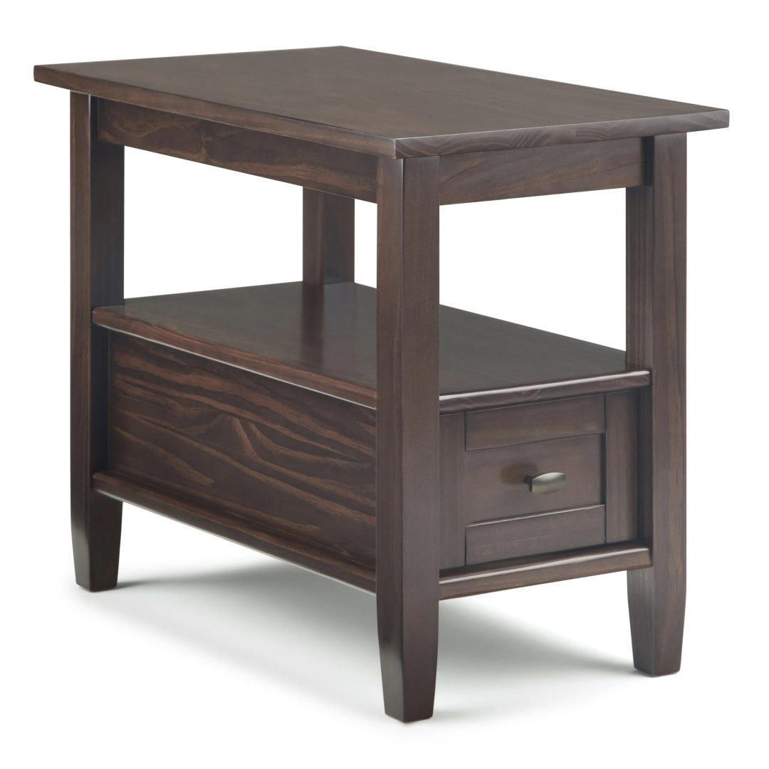 ZenVora 14" Wide Solid Wood Narrow Side Table, Rectangle Transitional Style Accent Table