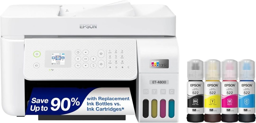 ZenVora Wireless All-in-One Inkjet Printer with Scanner, Copier, Fax, ADF and Ethernet, White