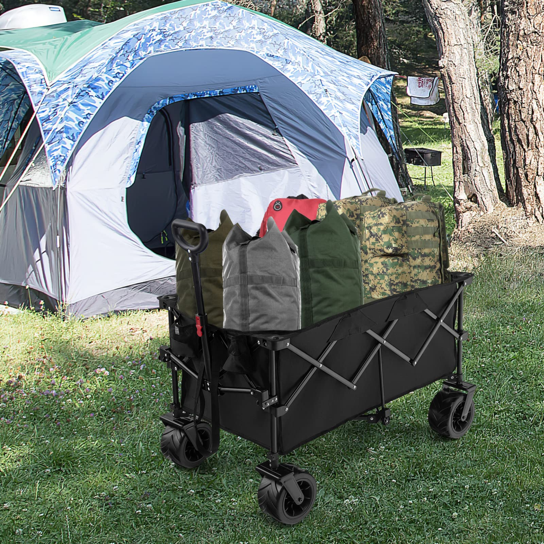 ZenVora Collapsible Folding Wagon – Heavy Duty Utility Cart with Adjustable Handle