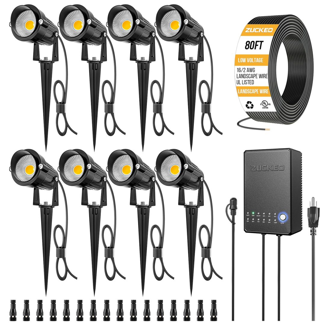 ZenVora 8 Pack 5W LED Landscape Lighting Kit, 3000K Warm White Low Voltage Outdoor Garden Pathway Lights