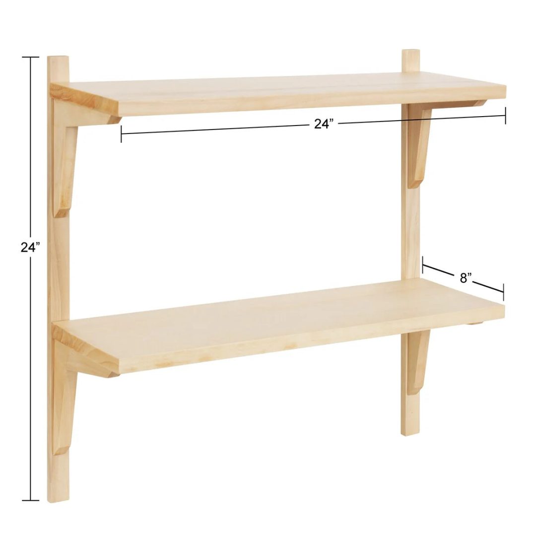 ZenVora Mid-Century Wall Shelves, 24x8x24 Inch Decorative Wall Mounted Storage and Display Shelving for Home Decor