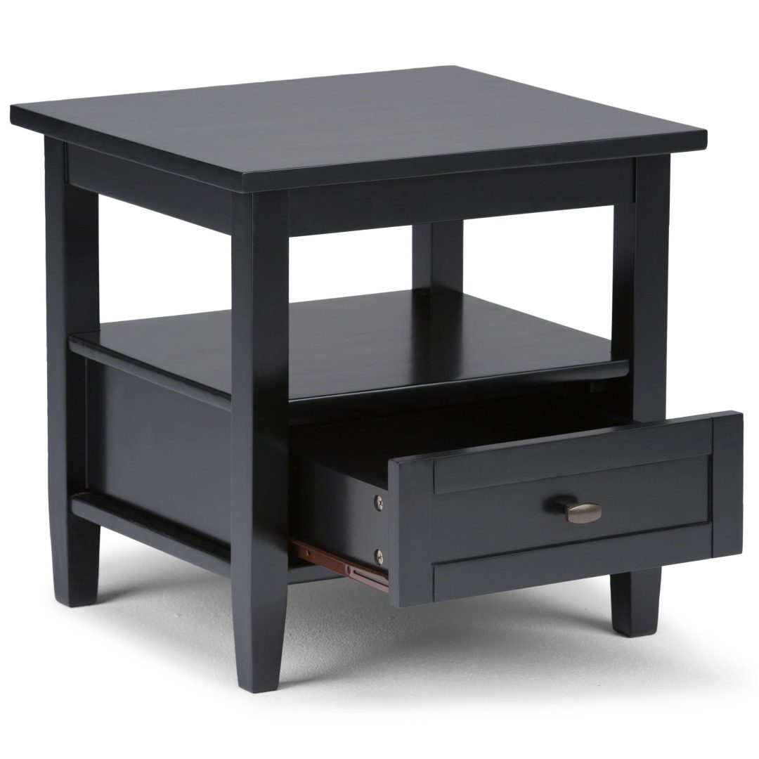 ZenVora 20 Inch Wide Solid Wood Rectangle End Table, Transitional Side Table