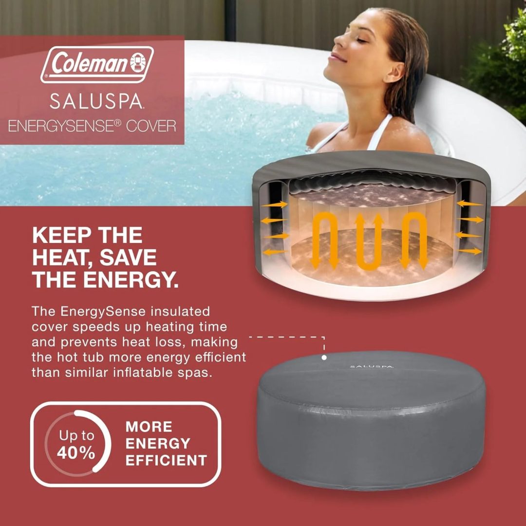 ZenVora 2-4 Person Inflatable Hot Tub, Portable Round Outdoor Spa with 120 Soothing Air Jets and Insulated Cover, Black
