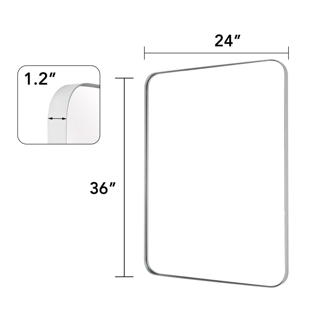 ZenVora Wall Mirror Vanity Mirror, Bathroom Mirror with Rounded Corners, 1 Piece