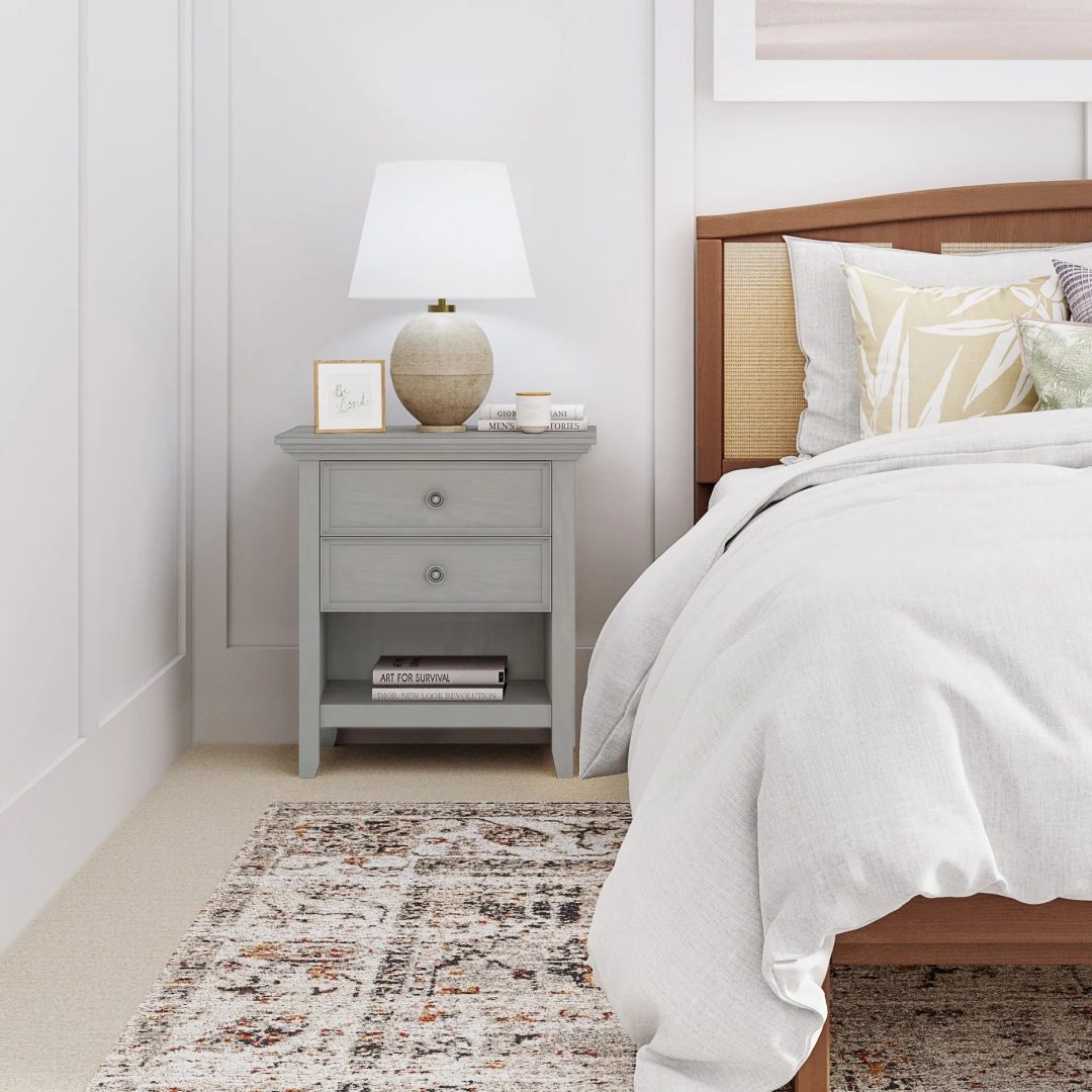 ZenVora 24 Inch Wide Solid Wood Nightstand, Bedside Table and Bedroom End Table