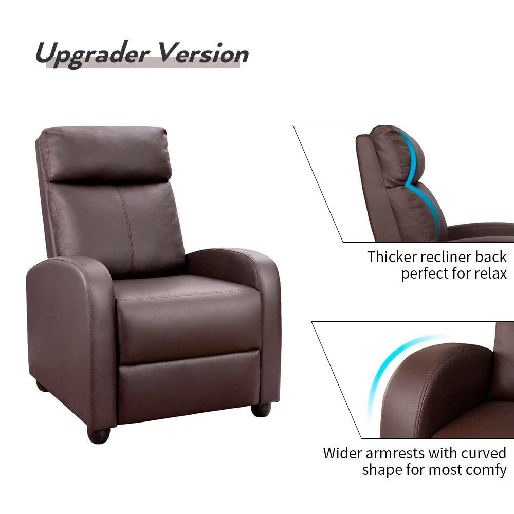 ZenVora Massage Recliner Chair, PU Faux Leather Home Theater Recliner with Padded Seat