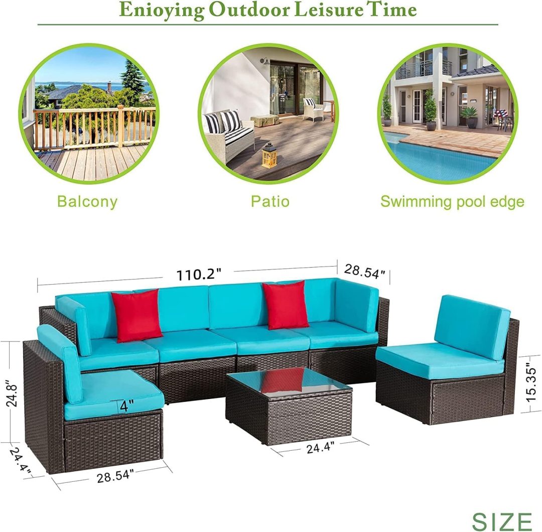 ZenVora 5-Piece All-Weather Patio Furniture Set with Ottoman, Outdoor Wicker Conversation Sofa Set with Cushions for Garden, Deck & Backyard