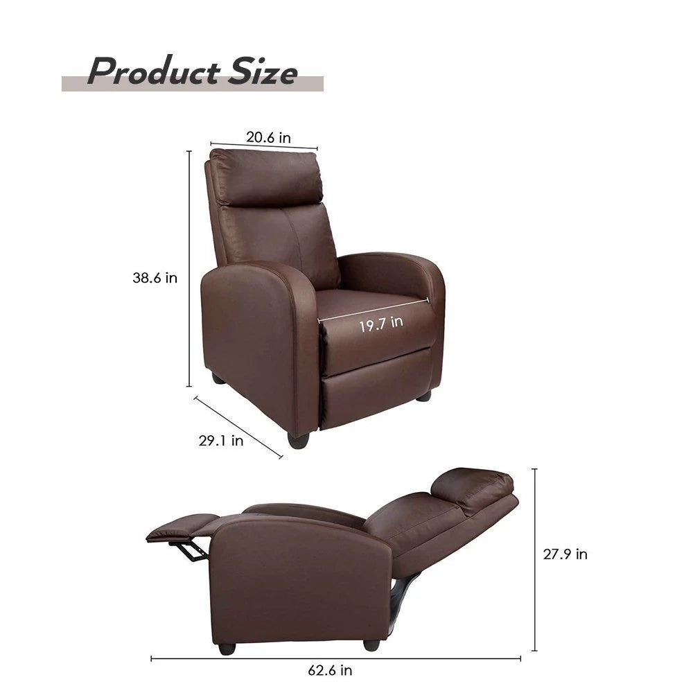 ZenVora Massage Recliner Chair, PU Faux Leather Home Theater Recliner with Padded Seat