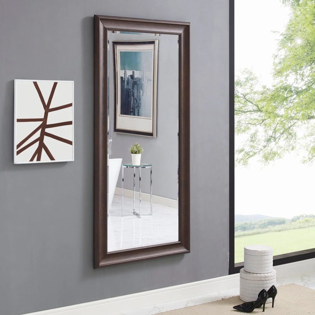 ZenVora Tall Full Length Mirror, Oversized Rectangle Full Body Wall Mounted Mirror with Smooth Faux Wood Frame