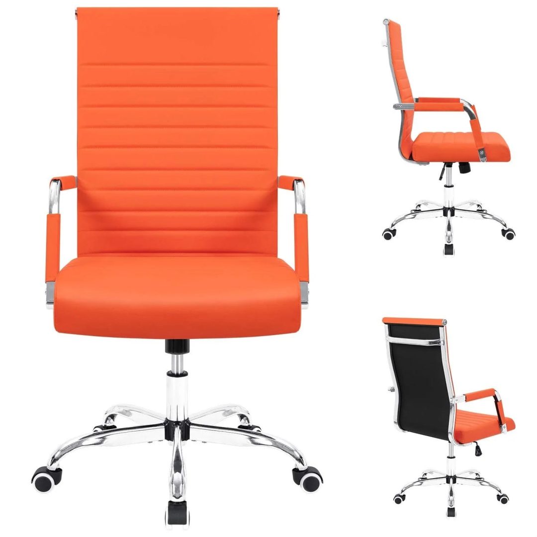 ZenVora Ergonomic Ribbed Office Chair, Modern Computer Desk Chair with Comfortable Upholstered Seat for Home and Office