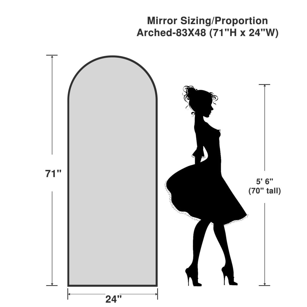 ZenVora Arched Full Length Floor Mirror, Large Full Body Standing and Wall Mounted Mirror for Bedroom, Living Room and Home Decor