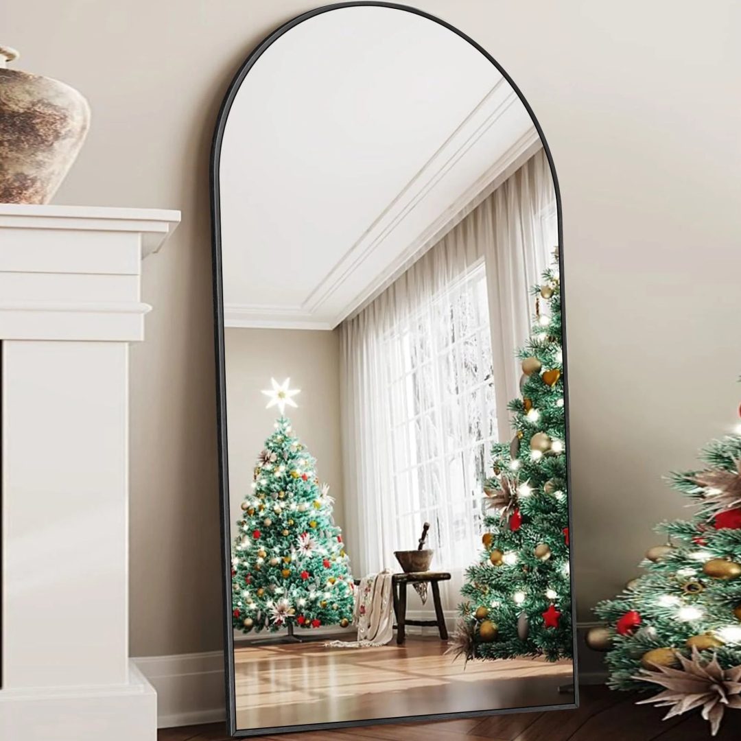 ZenVora Modern Arched Full Length Floor Mirror, Aluminum Alloy Frame Standing Full Body Mirror