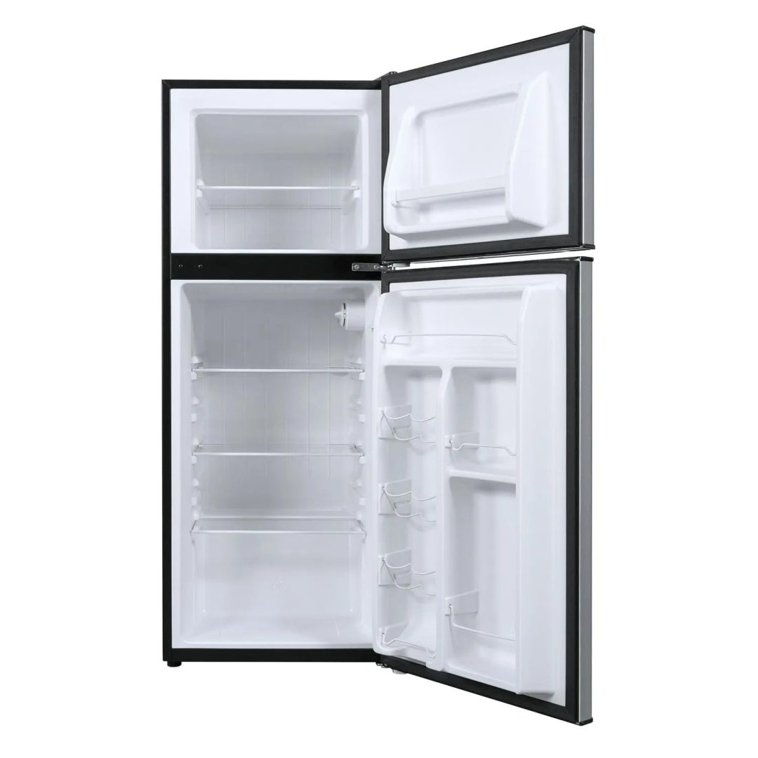 ZenVora 4.6 Cu. Ft. 2 Door Mini Refrigerator with Freezer - Stainless Steel Compact Fridge with Interior Light