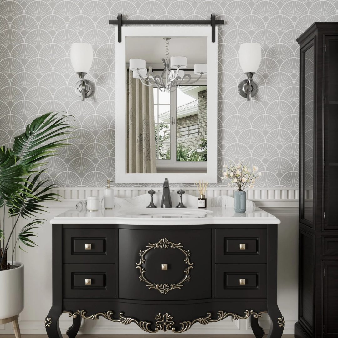 ZenVora Modern Rectangular Wall Mirror with Wood Frame, Bathroom and Barn Door Mirror, Multiple Sizes