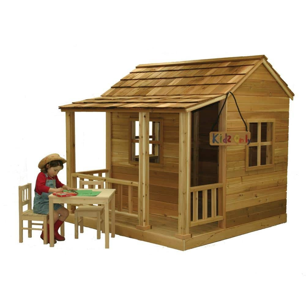 ZenVora Little Squirt 6x6 ft Cedar Wooden Playhouse for Kids, Outdoor Backyard Playhouse with Dutch Door, Screened Windows & Floor Included