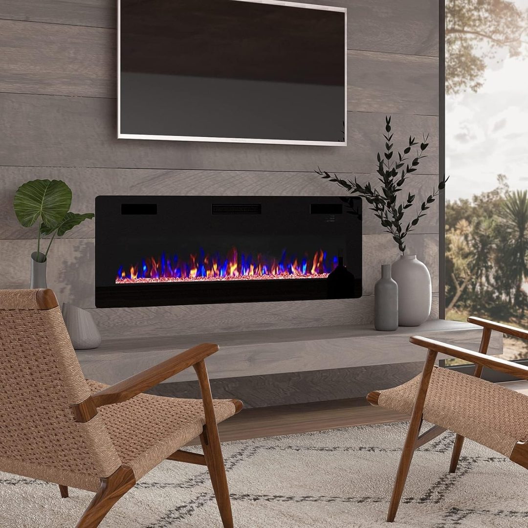 ZenVora 30-72 Inch Ultra-Thin Electric Fireplace, Linear Recessed Wall Mounted Fireplace with Remote Control
