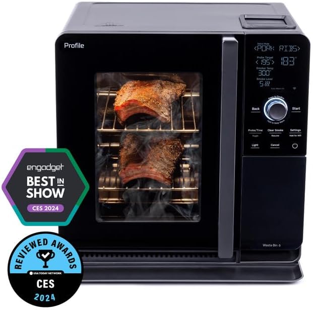 ZenVora Smart Indoor Pellet Smoker, Electric Countertop BBQ Smoker with Active Smoke Filtration, 5 Smoke Control Settings, WiFi Connectivity, Black