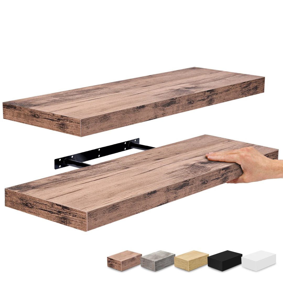 ZenVora 24 Inch Extra Long Floating Wall Shelf, Wall Mounted Display and Storage Shelf for Home Decor