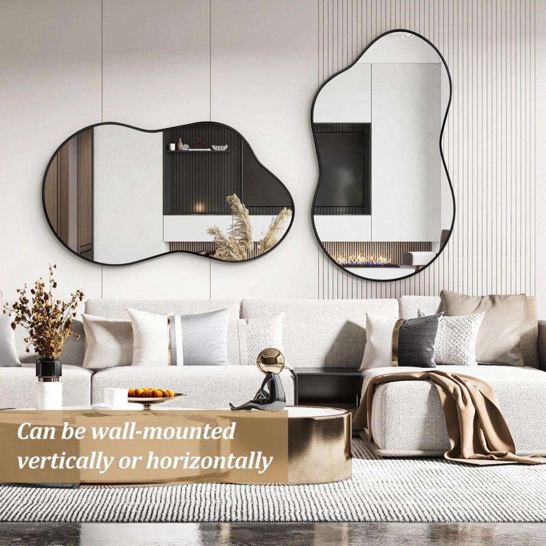 ZenVora Asymmetrical Irregular Wall Mirror, Modern Decorative Accent Mirror for Living Room, Bedroom and Entryway