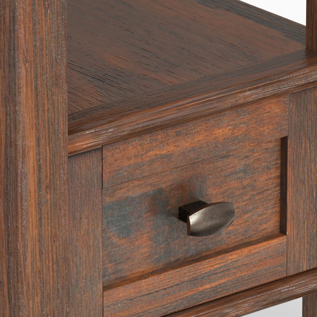 ZenVora 14" Wide Solid Wood Narrow Side Table, Rectangle Transitional Style Accent Table