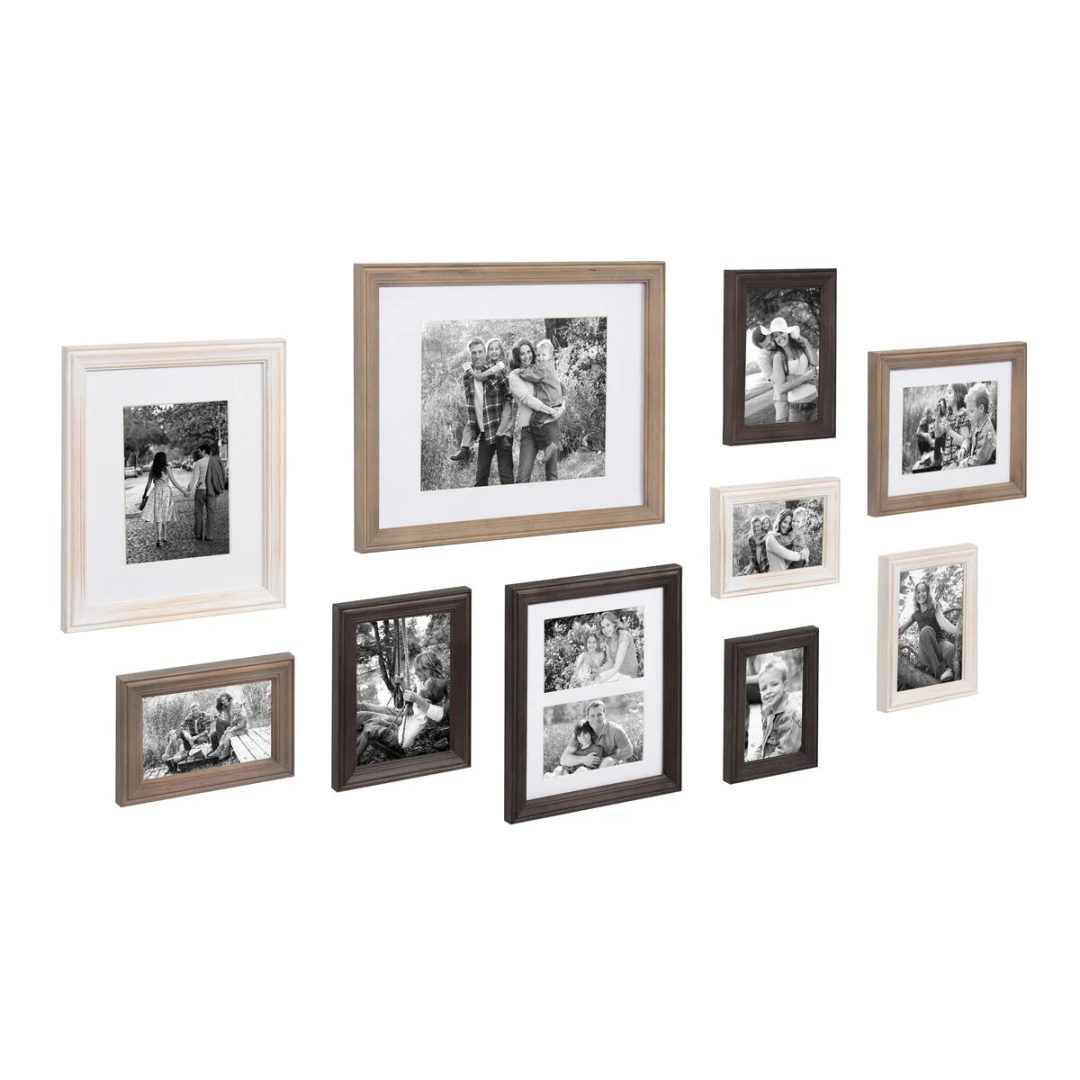 ZenVora 10-Piece Wood Gallery Wall Picture Frame Set, Decorative Photo Display Frames for Living Room, Bedroom and Home Decor