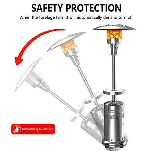 ZenVora 2-Pack 48,000 BTU Propane Patio Heaters with Wheels, Stainless Steel, Silver