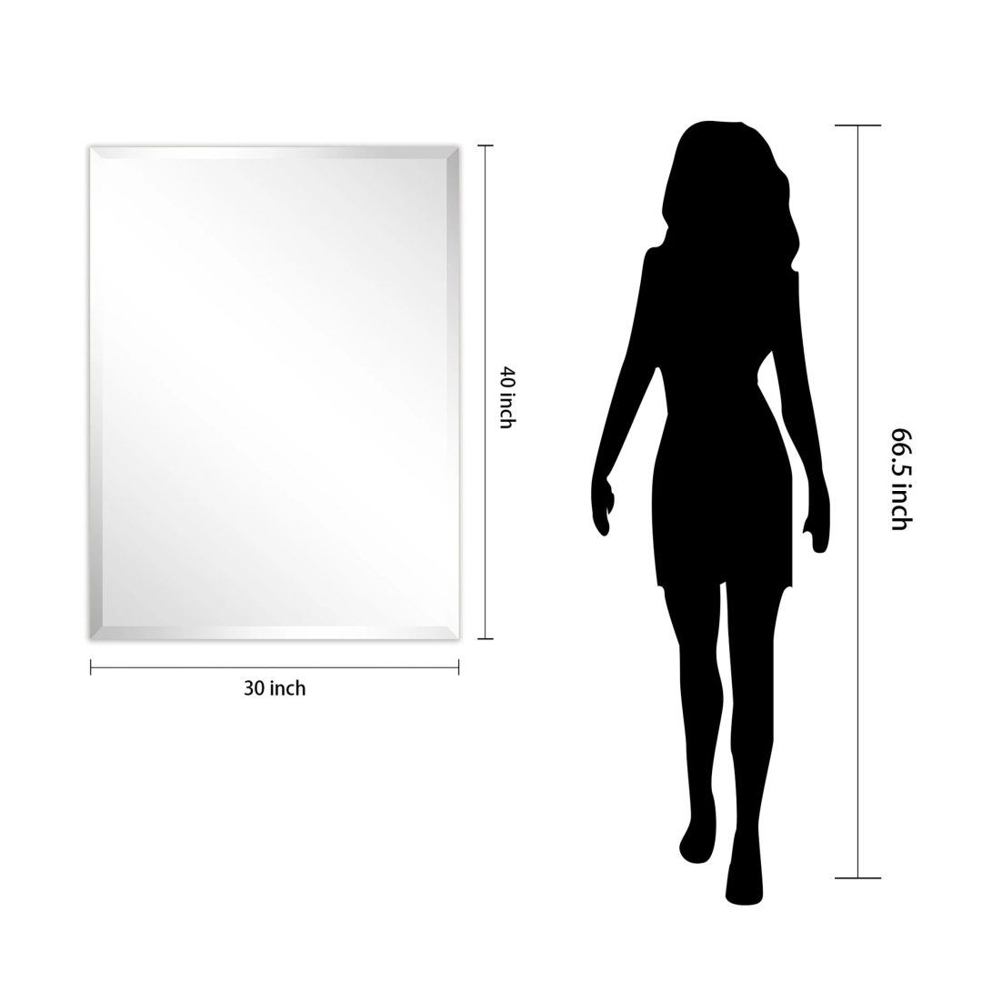 ZenVora Frameless Beveled Prism Wall Mirror, Clear Square or Rectangular Decorative Mirror for Bathroom, Bedroom and Home Decor